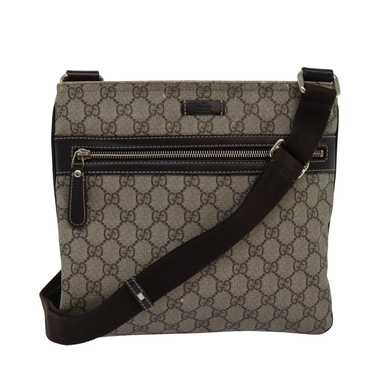 GUCCI GG Supreme Shoulder Bag PVC Leather Beige 295257 th5026