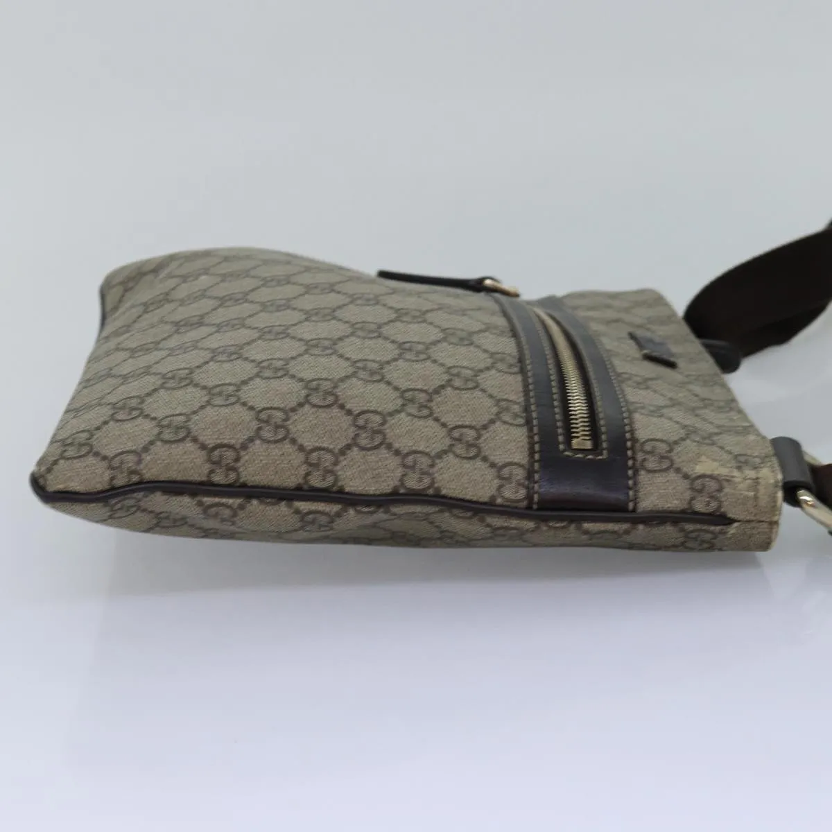 GUCCI GG Supreme Shoulder Bag PVC Leather Beige 295257 th5026