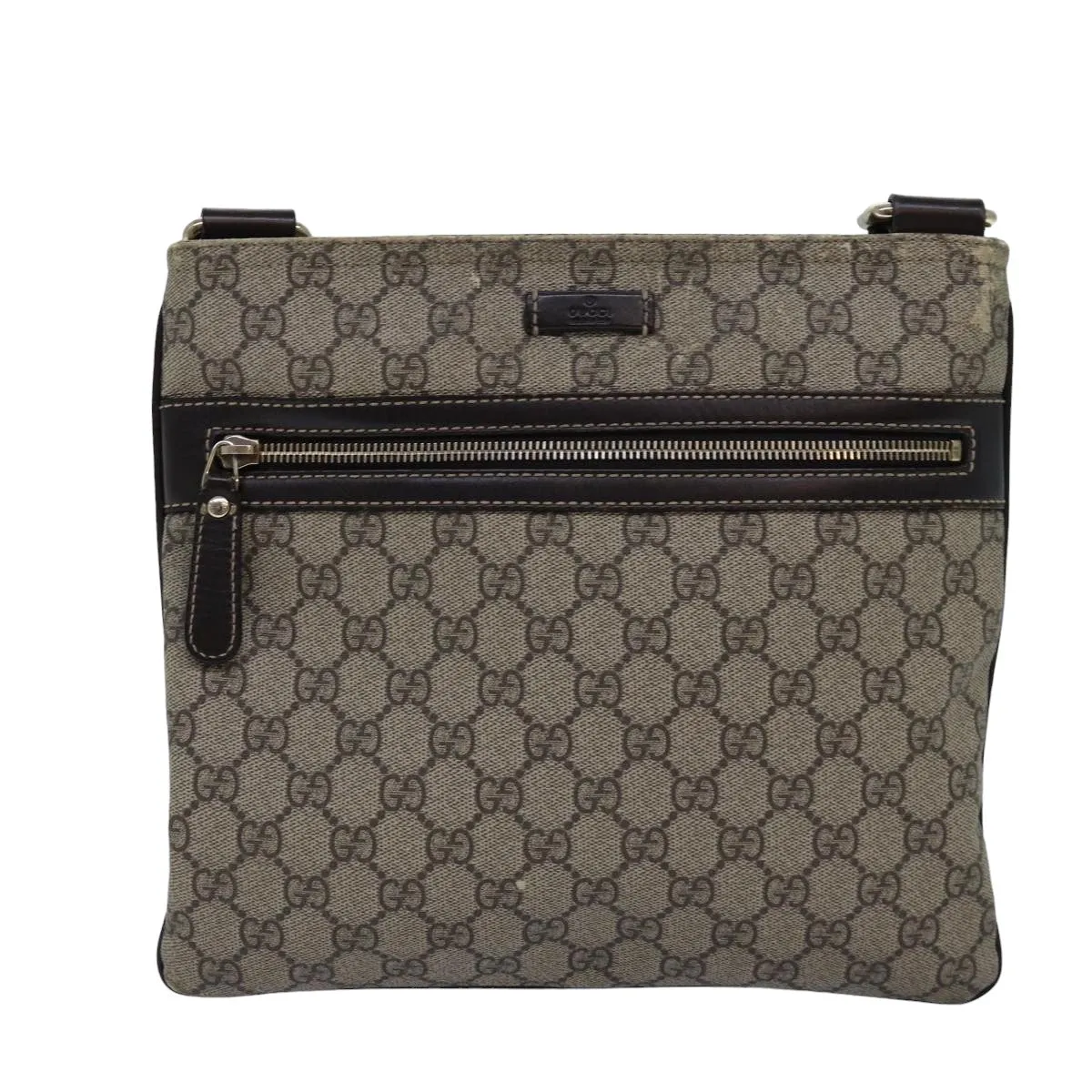 GUCCI GG Supreme Shoulder Bag PVC Leather Beige 295257 th5026