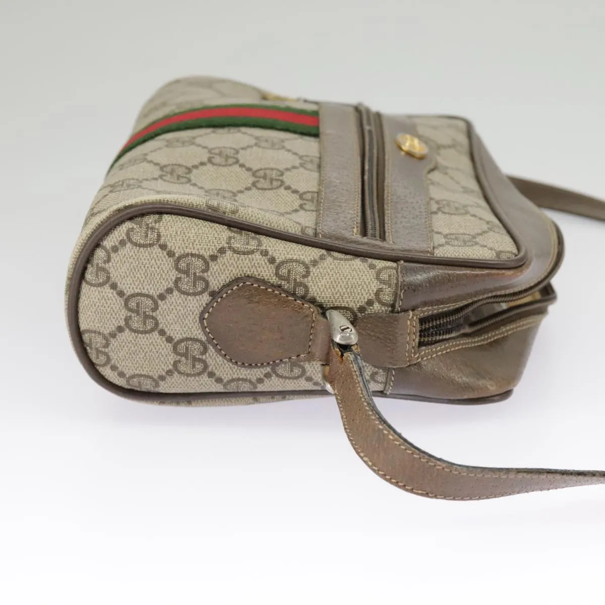 GUCCI GG Supreme Web Sherry Line Shoulder Bag PVC Beige 56 02 004 95827
