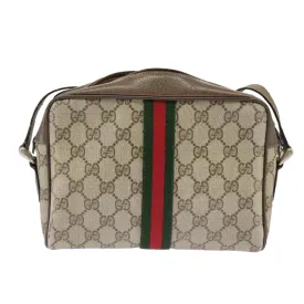 GUCCI GG Supreme Web Sherry Line Shoulder Bag PVC Beige 56 02 004 95827