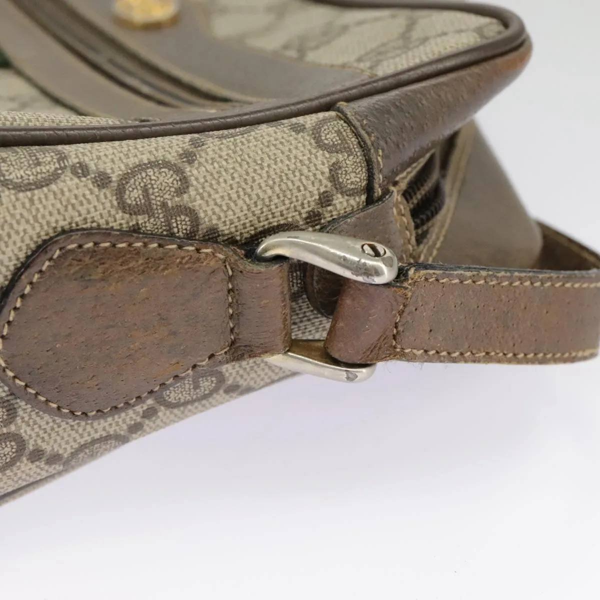 GUCCI GG Supreme Web Sherry Line Shoulder Bag PVC Beige 56 02 004 95827