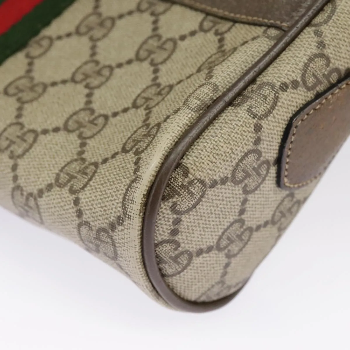 GUCCI GG Supreme Web Sherry Line Shoulder Bag PVC Beige 56 02 004 95827