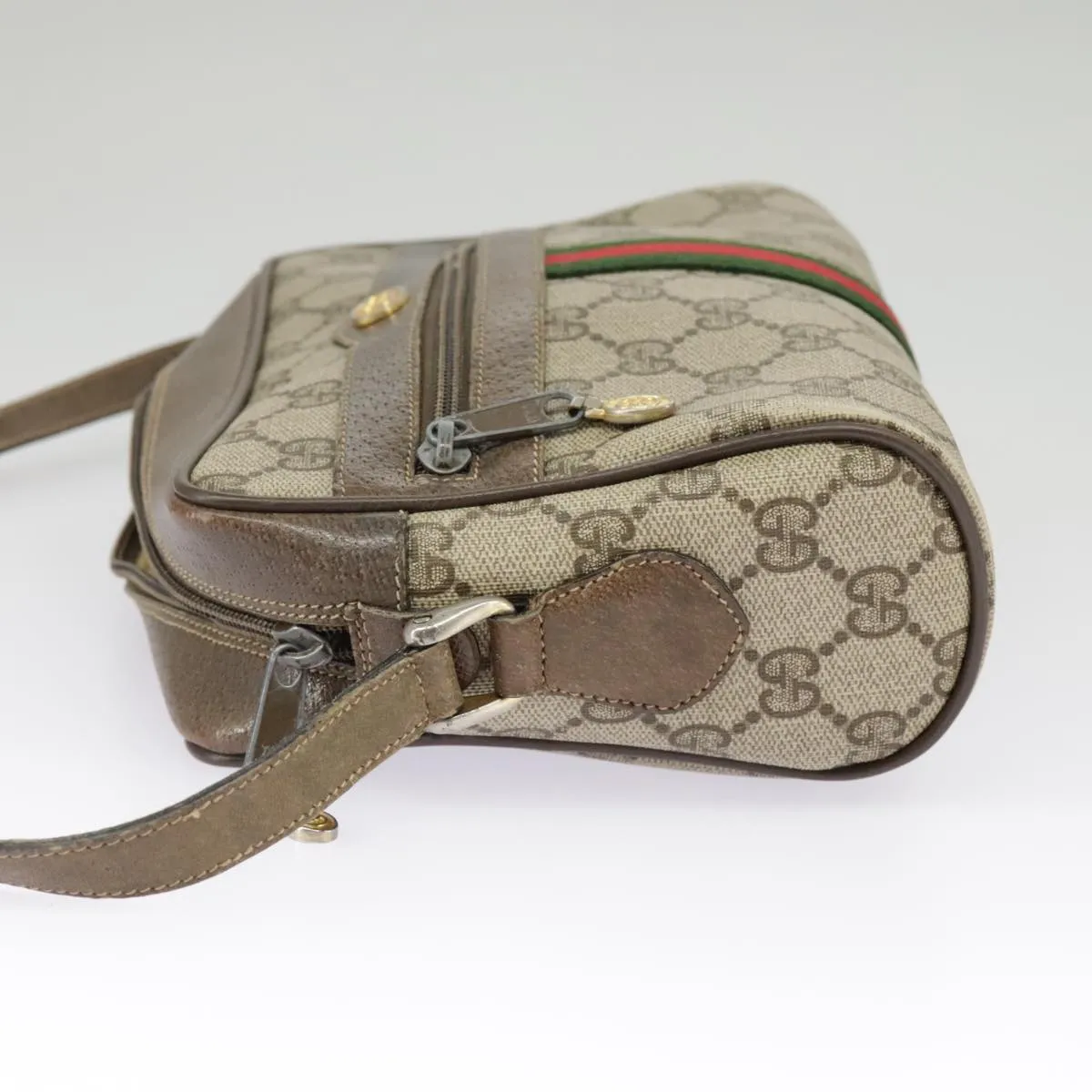 GUCCI GG Supreme Web Sherry Line Shoulder Bag PVC Beige 56 02 004 95827