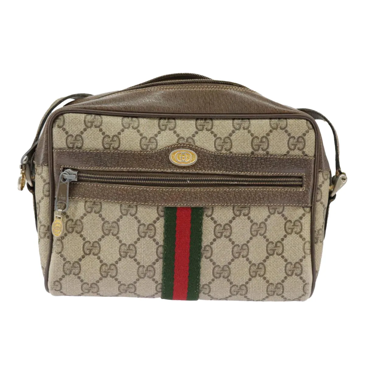 GUCCI GG Supreme Web Sherry Line Shoulder Bag PVC Beige 56 02 004 95827