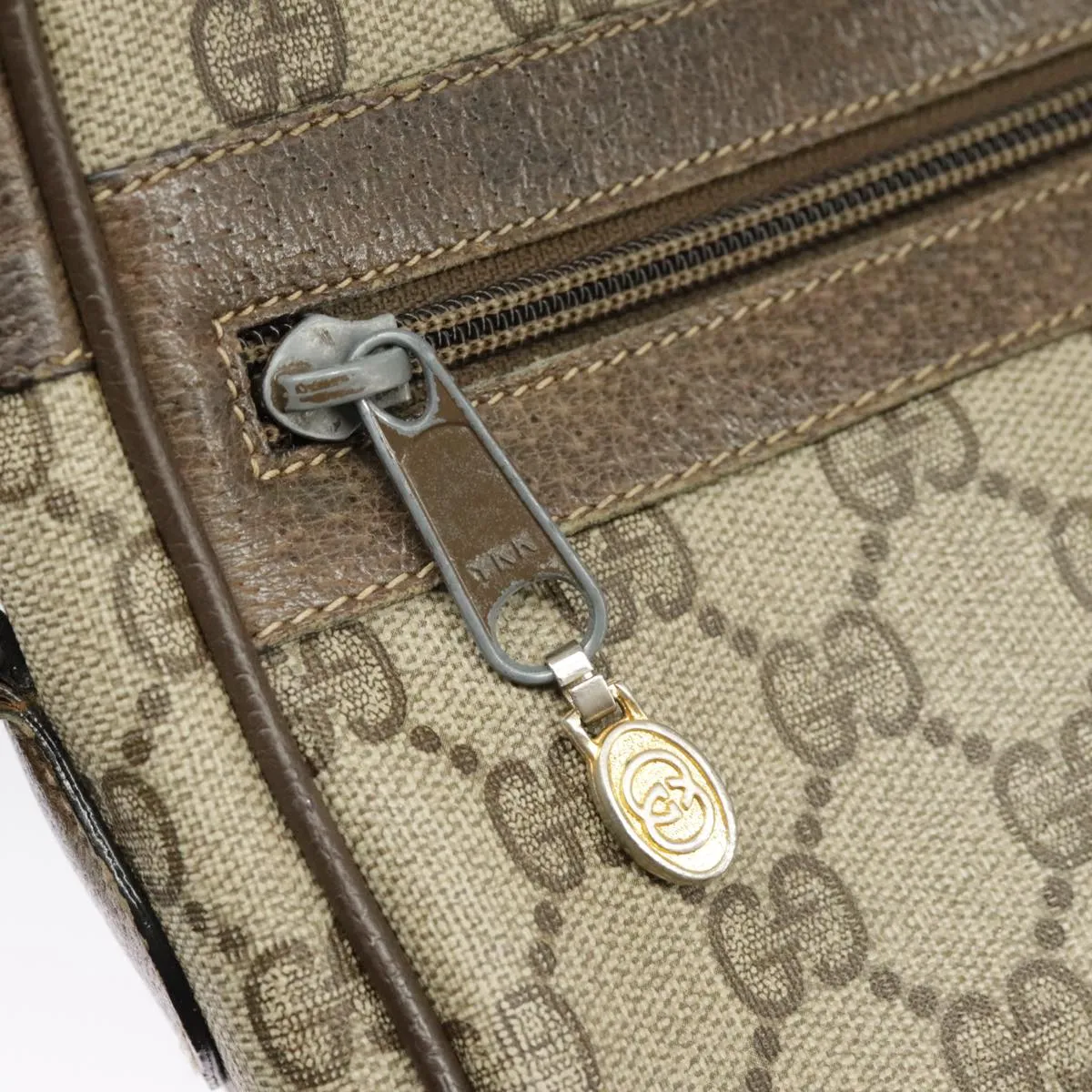 GUCCI GG Supreme Web Sherry Line Shoulder Bag PVC Beige 56 02 004 95827