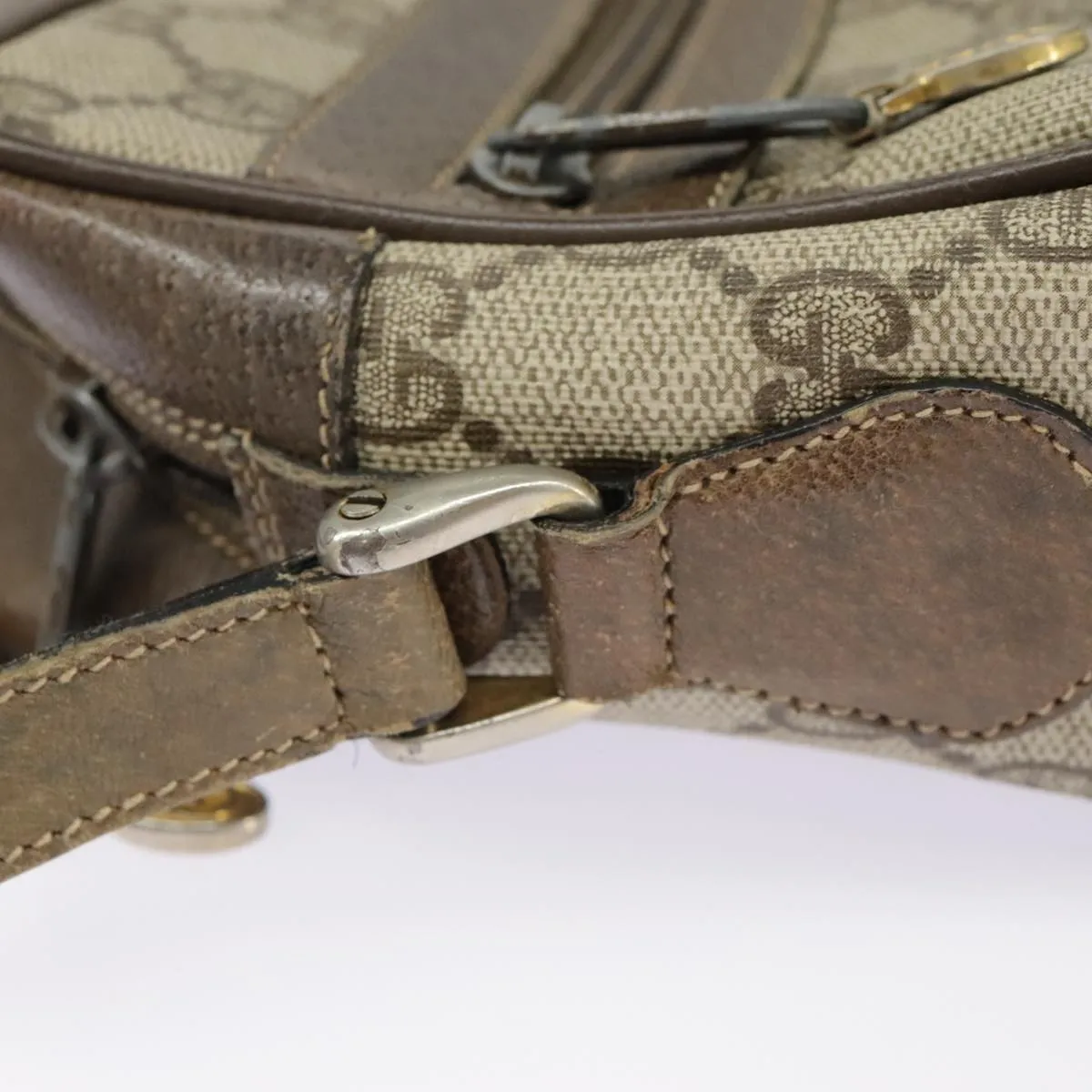 GUCCI GG Supreme Web Sherry Line Shoulder Bag PVC Beige 56 02 004 95827