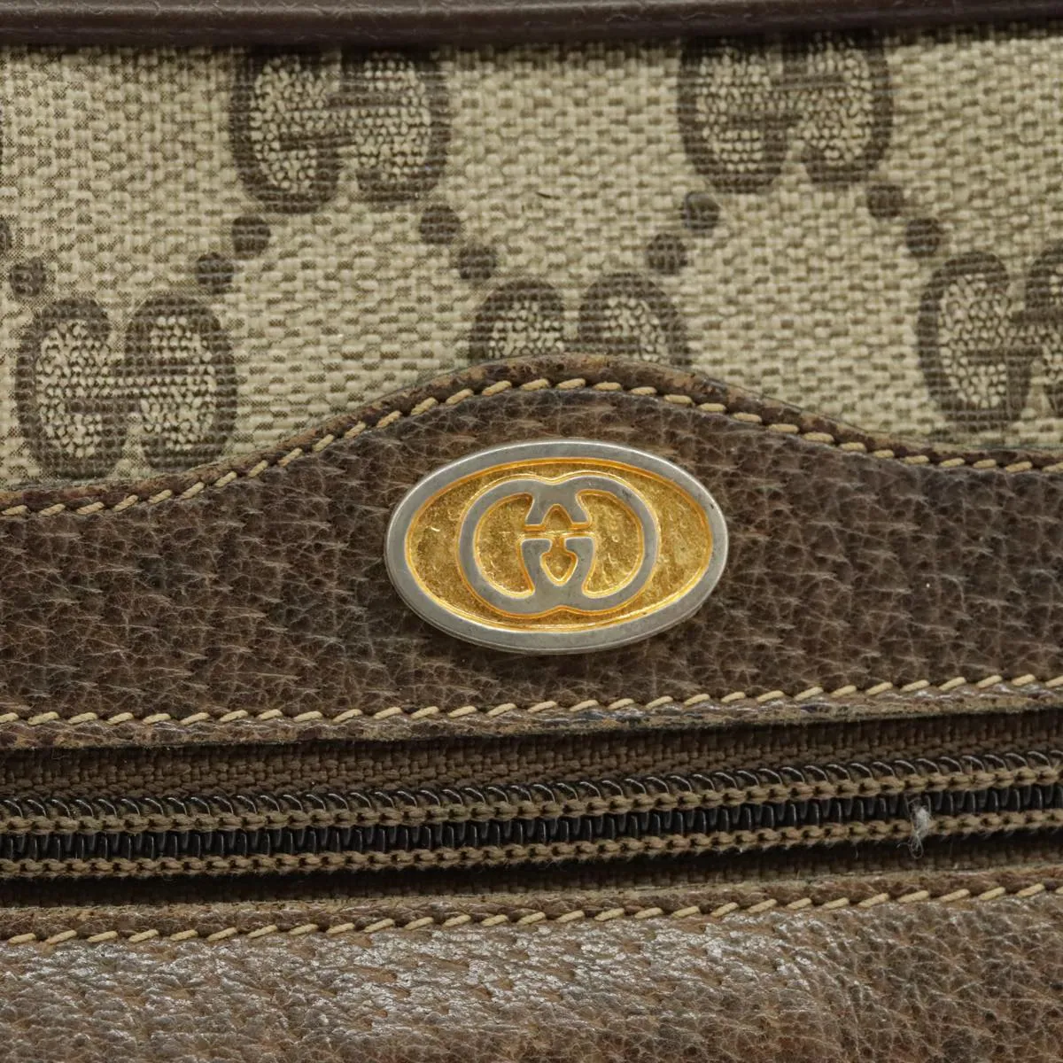 GUCCI GG Supreme Web Sherry Line Shoulder Bag PVC Beige 56 02 004 95827