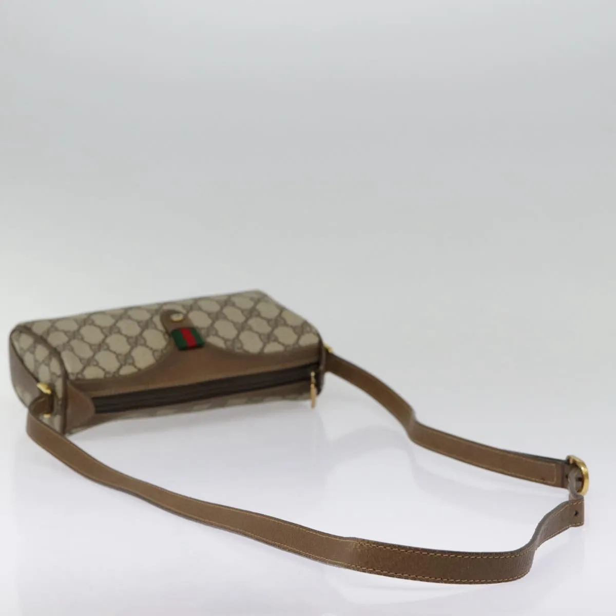 GUCCI GG Supreme Web Sherry Line Shoulder Bag PVC Beige 89 02 032 89030
