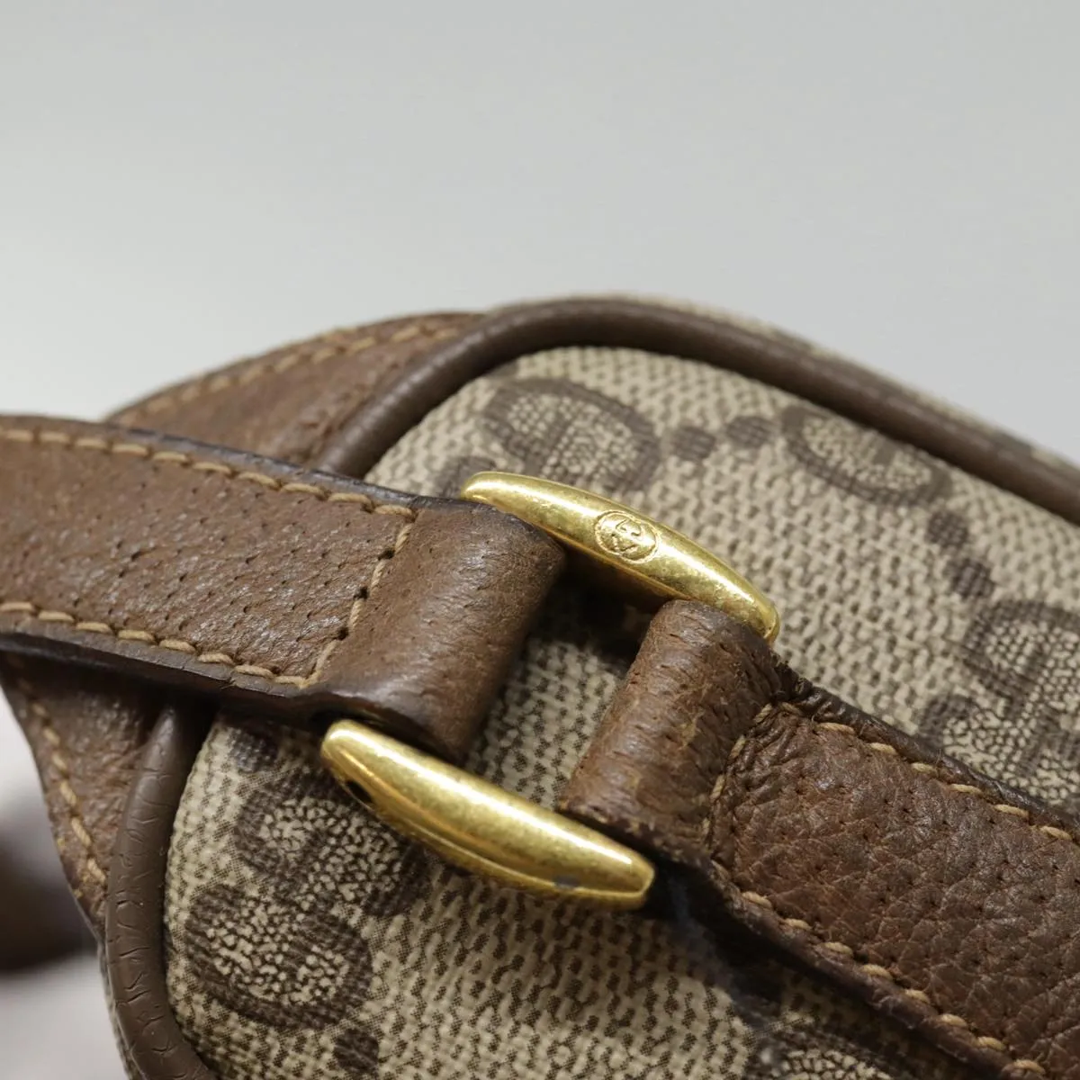 GUCCI GG Supreme Web Sherry Line Shoulder Bag PVC Beige 89 02 032 89030