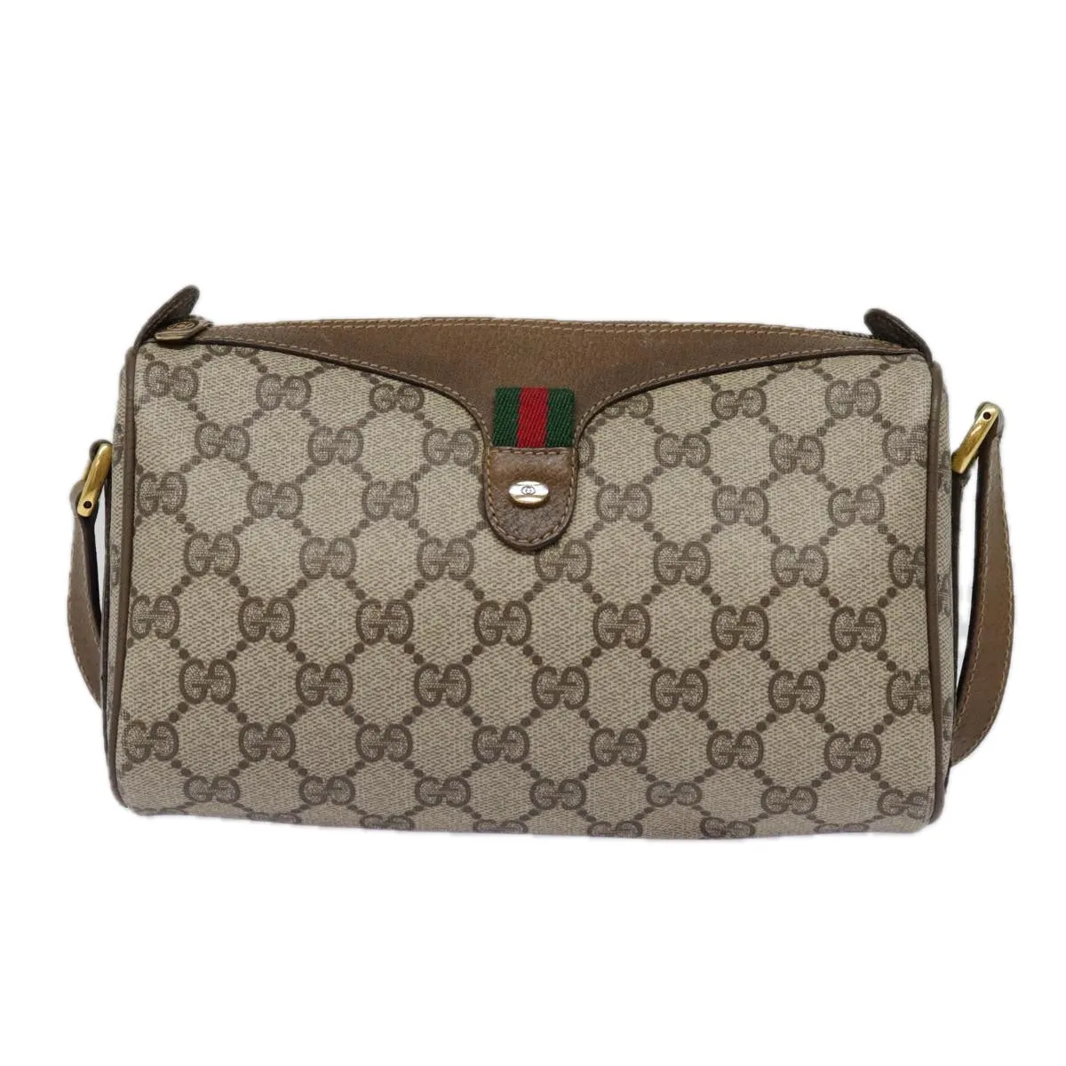 GUCCI GG Supreme Web Sherry Line Shoulder Bag PVC Beige 89 02 032 89030