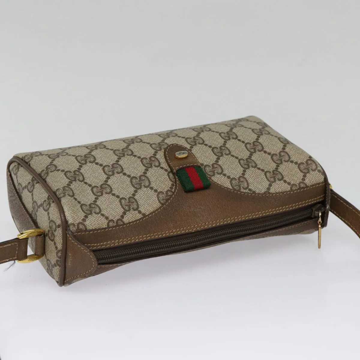 GUCCI GG Supreme Web Sherry Line Shoulder Bag PVC Beige 89 02 032 89030