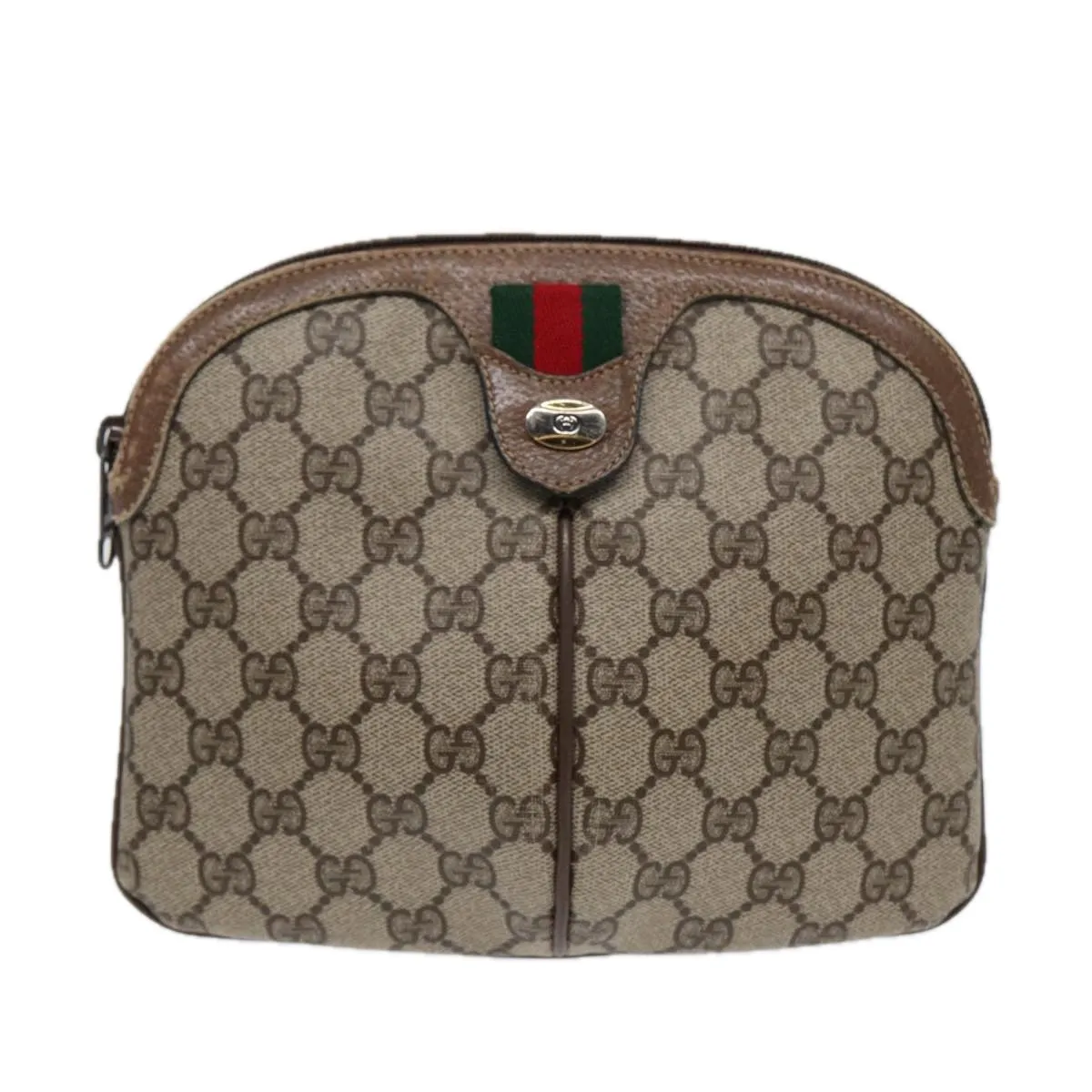 GUCCI GG Supreme Web Sherry Line Shoulder Bag PVC Beige 904 02 047 85369