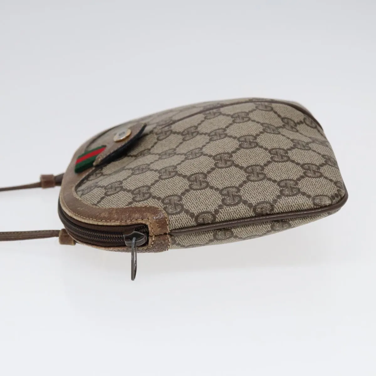 GUCCI GG Supreme Web Sherry Line Shoulder Bag PVC Beige 904 02 047 85369