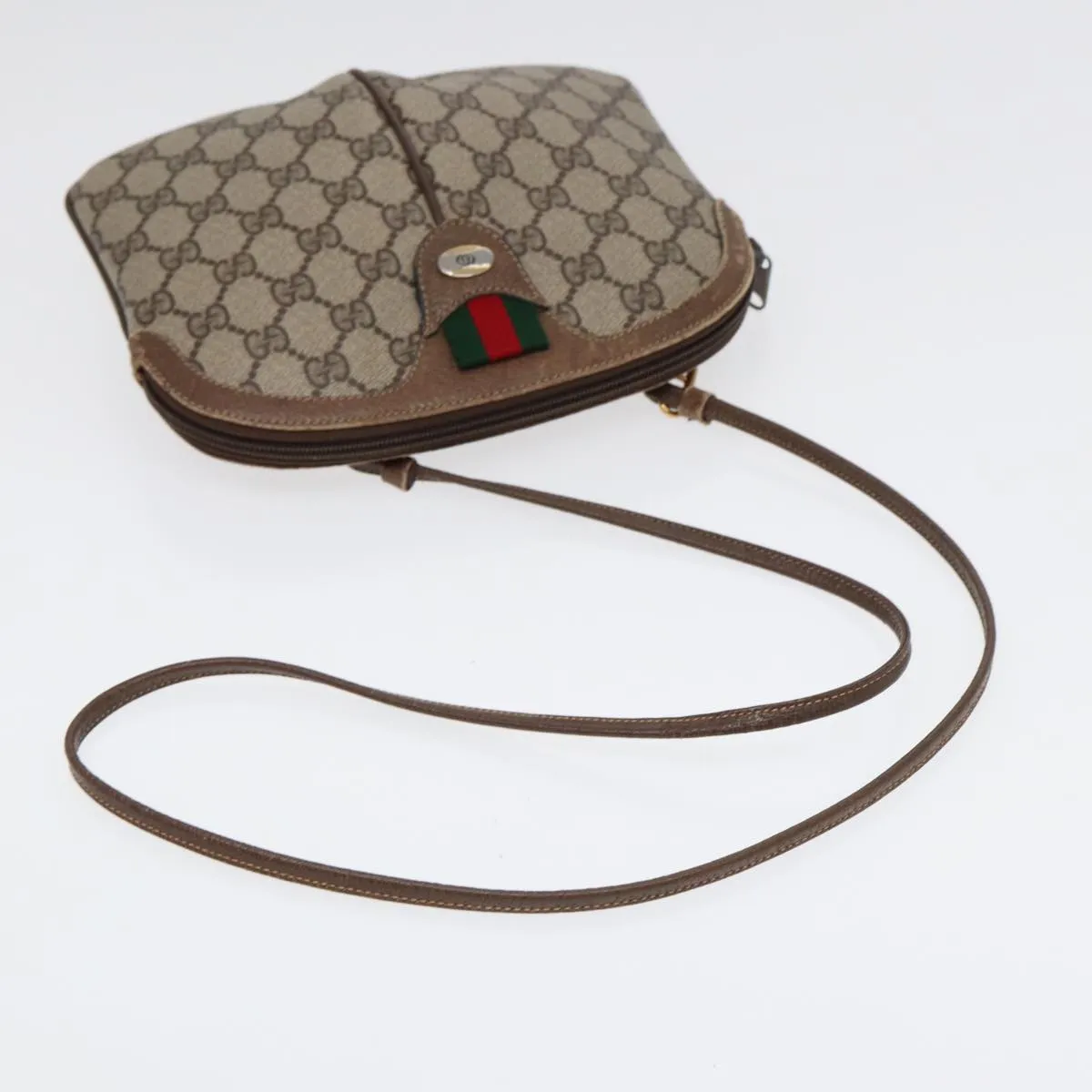 GUCCI GG Supreme Web Sherry Line Shoulder Bag PVC Beige 904 02 047 85369