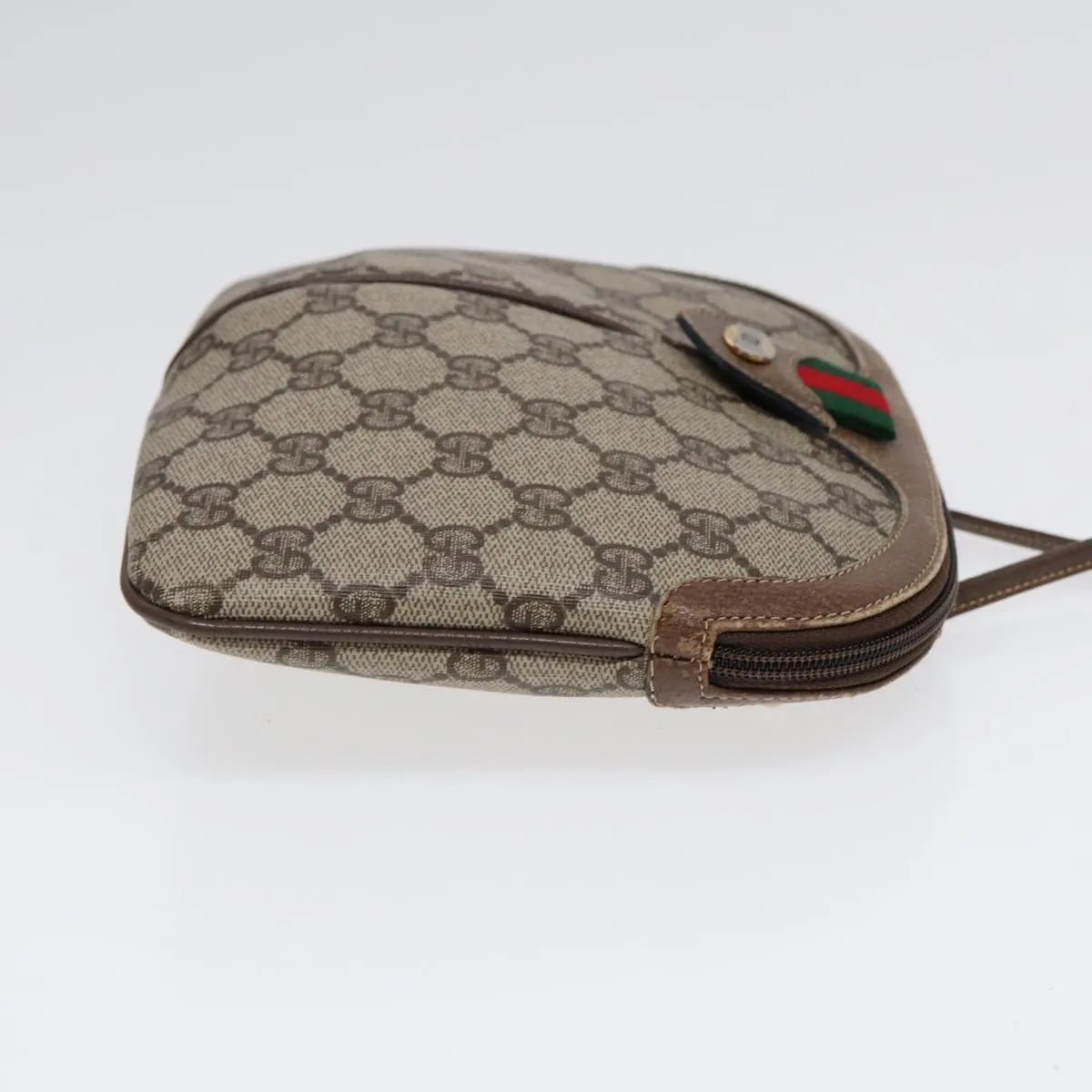 GUCCI GG Supreme Web Sherry Line Shoulder Bag PVC Beige 904 02 047 85369