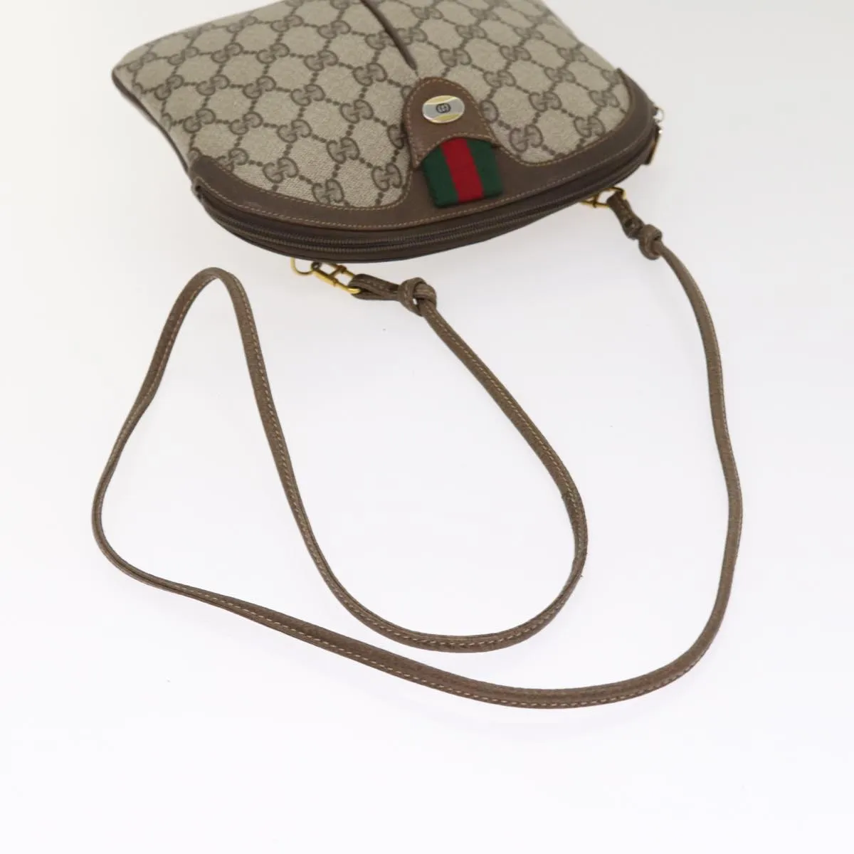 GUCCI GG Supreme Web Sherry Line Shoulder Bag PVC Beige 904 02 047 87866