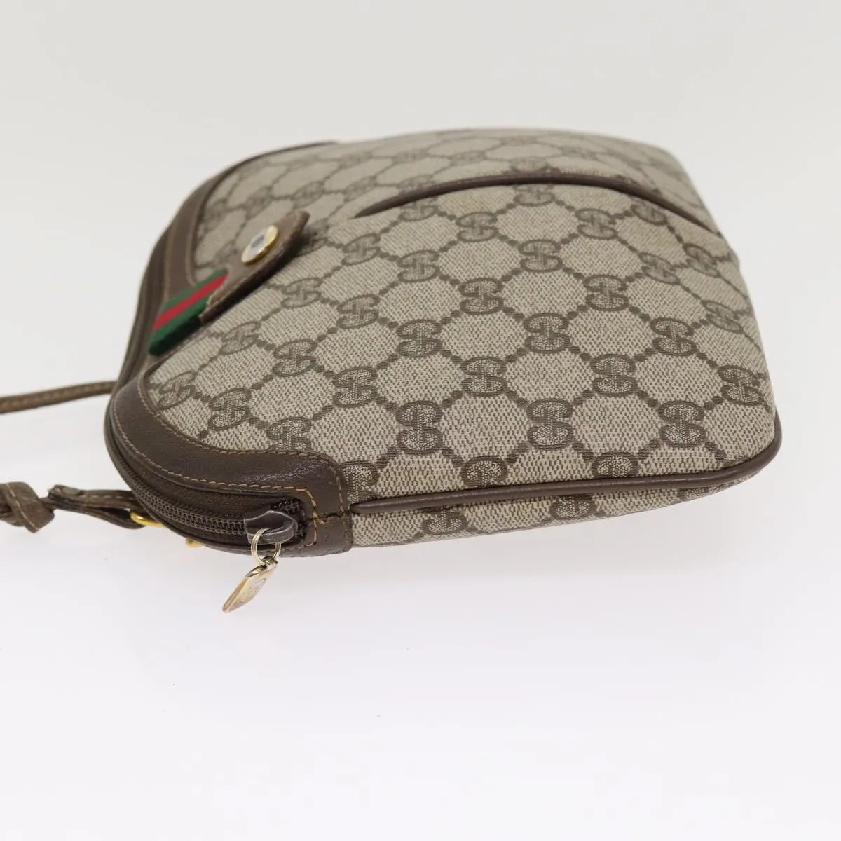 GUCCI GG Supreme Web Sherry Line Shoulder Bag PVC Beige 904 02 047 87866