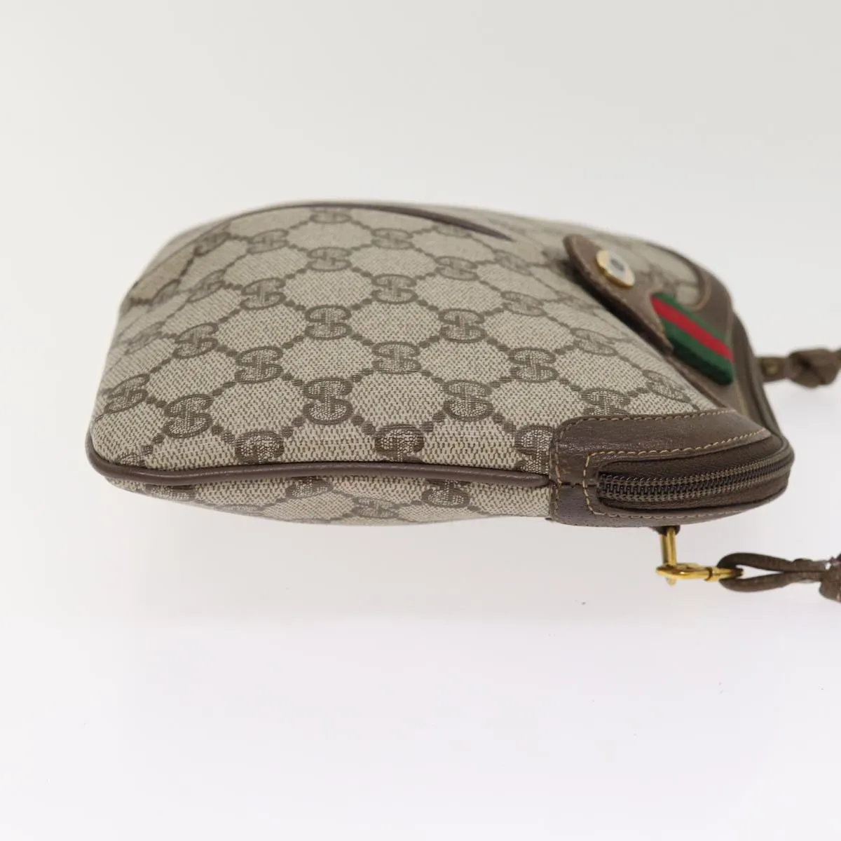 GUCCI GG Supreme Web Sherry Line Shoulder Bag PVC Beige 904 02 047 87866