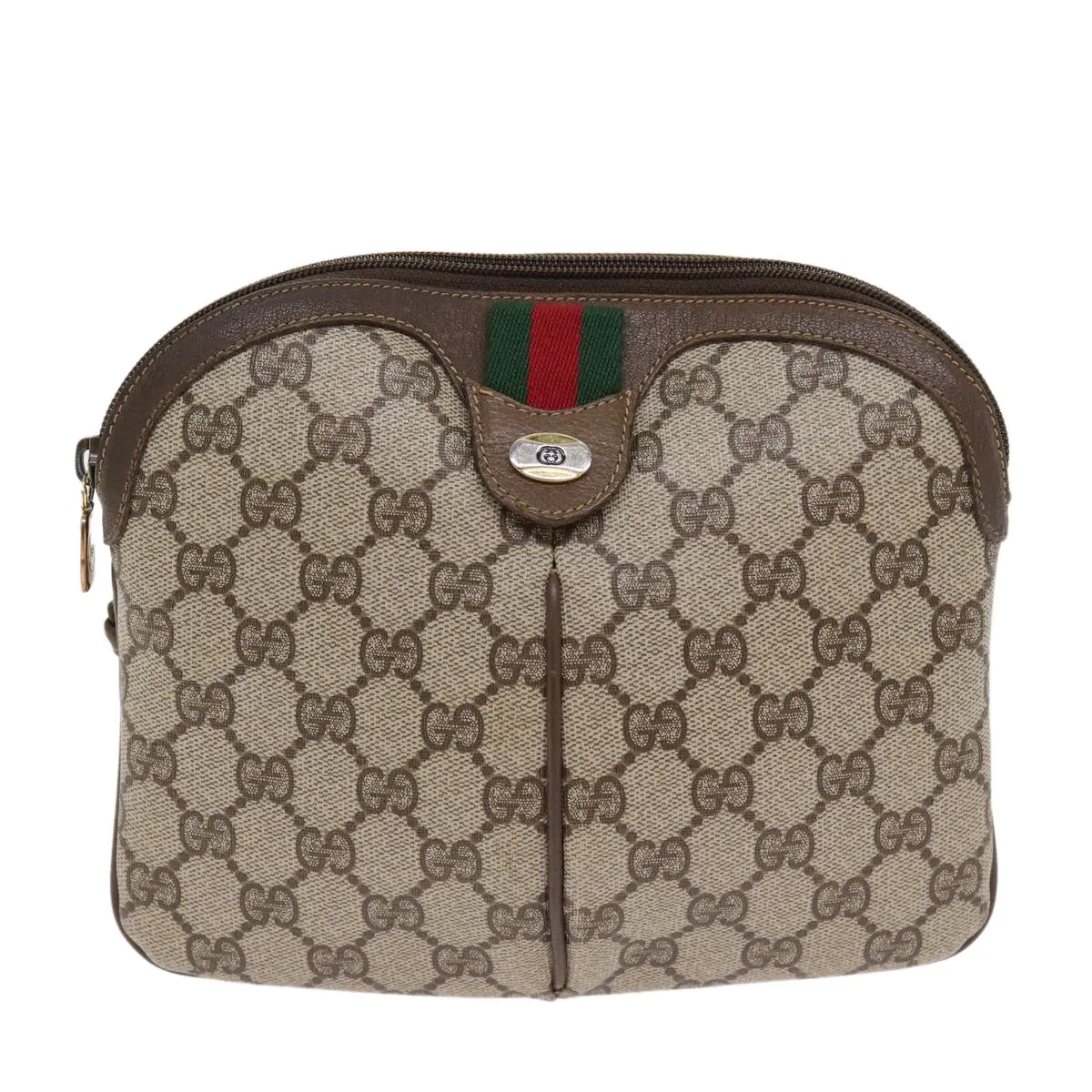 GUCCI GG Supreme Web Sherry Line Shoulder Bag PVC Beige 904 02 047 87866
