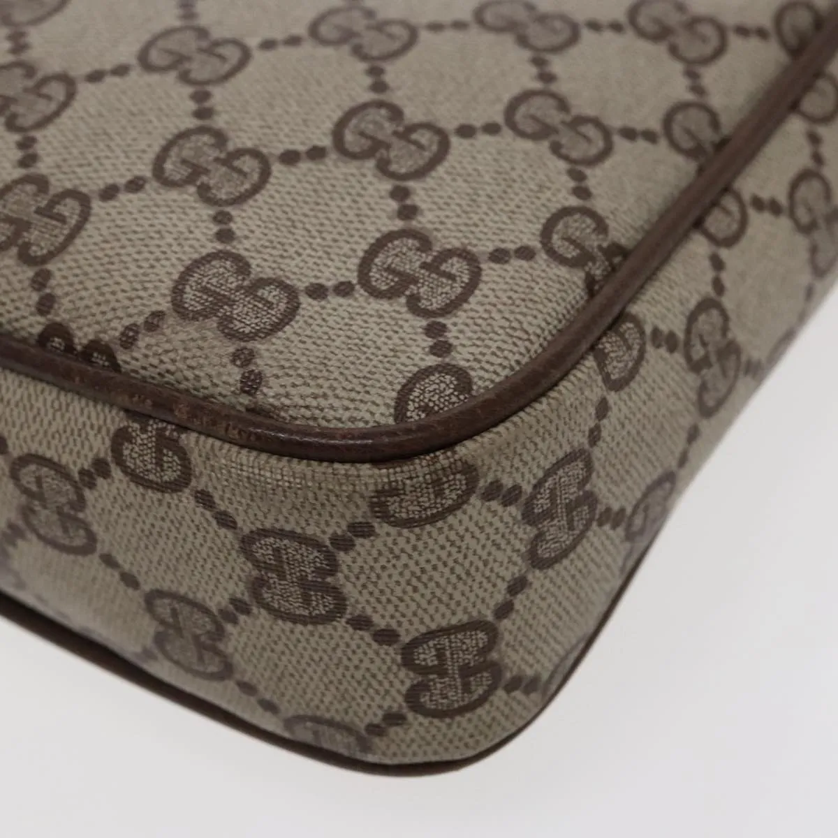GUCCI GG Supreme Web Sherry Line Shoulder Bag PVC Beige Gold Red 95726
