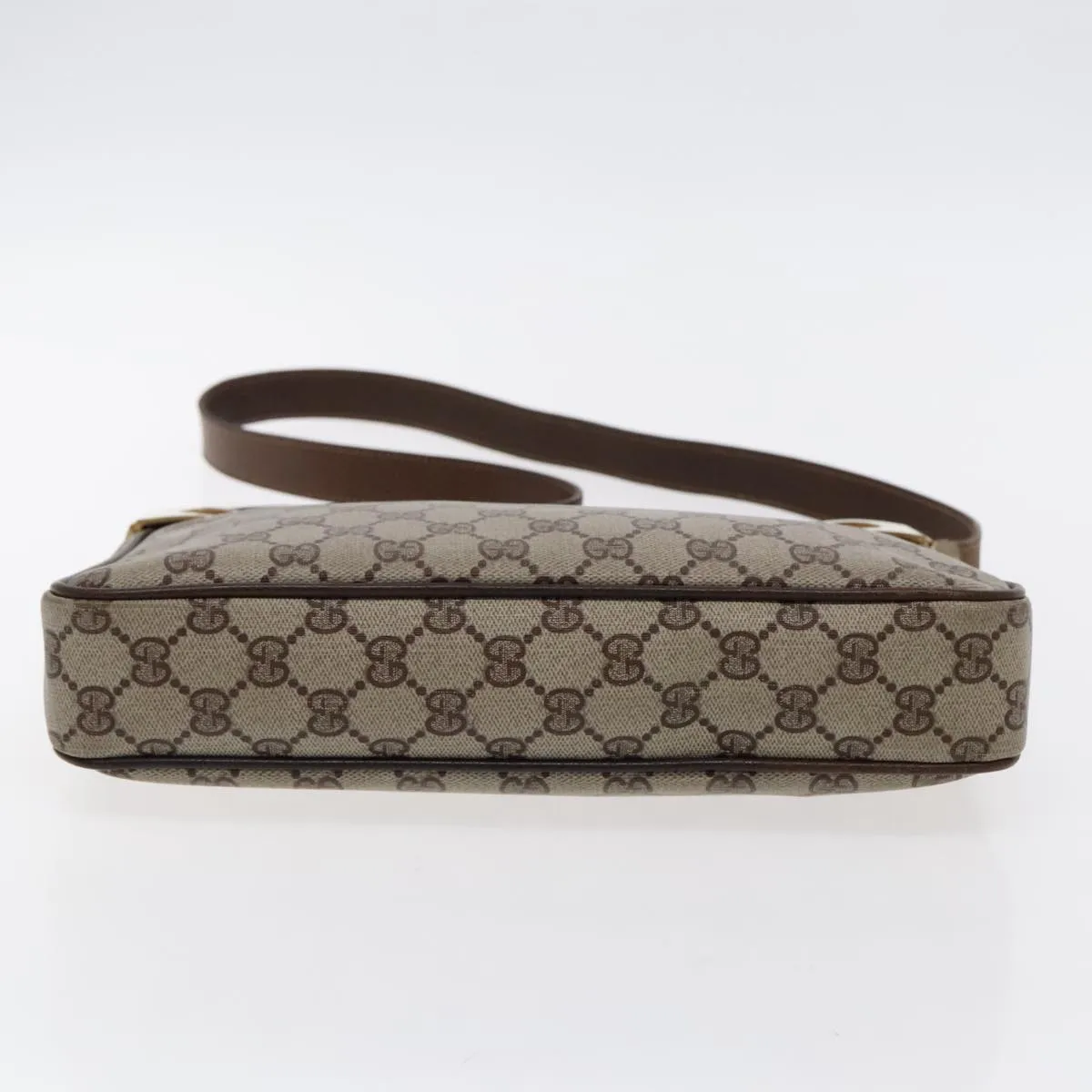 GUCCI GG Supreme Web Sherry Line Shoulder Bag PVC Beige Gold Red 95726