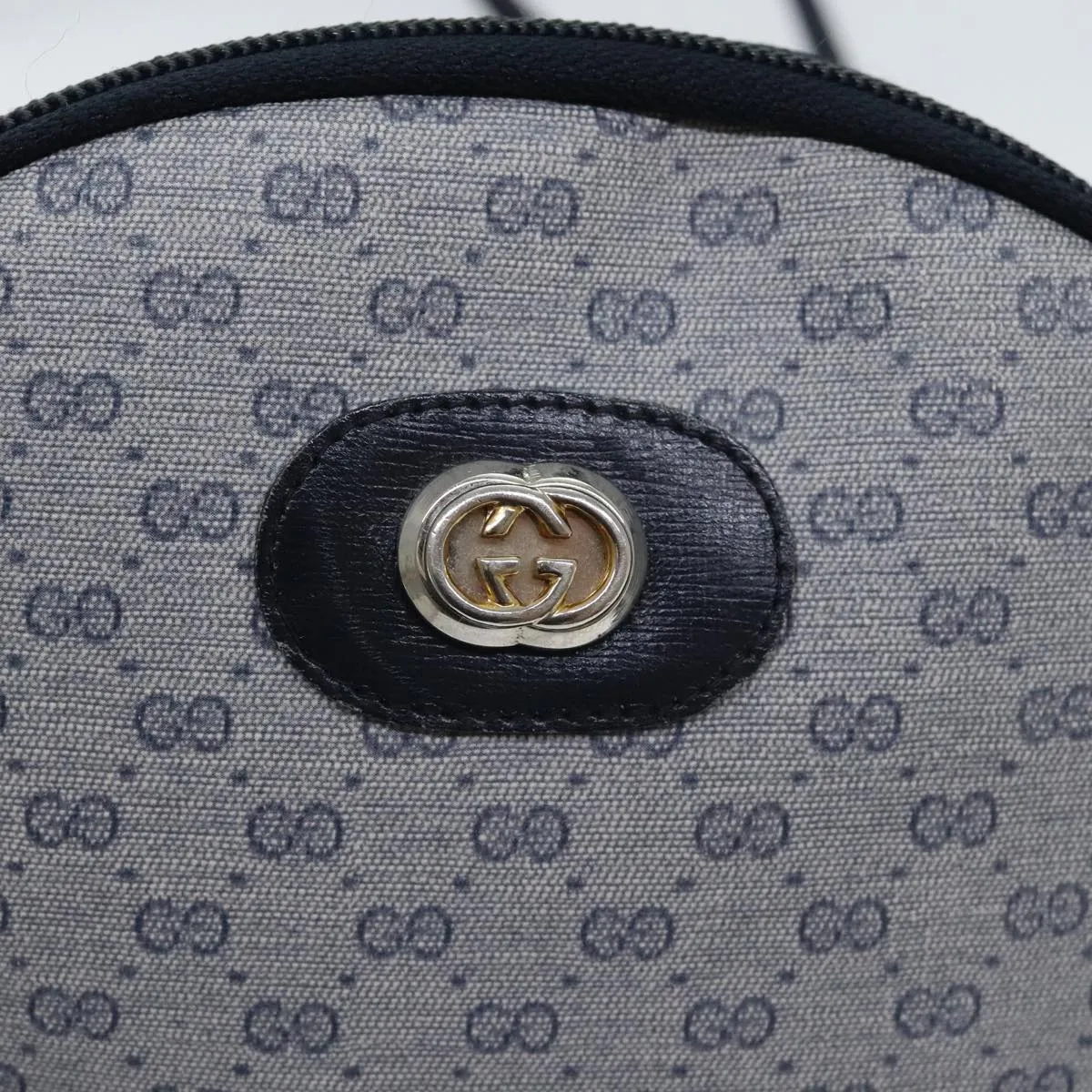 GUCCI Micro GG Supreme Shoulder Bag PVC Navy Gold mr487