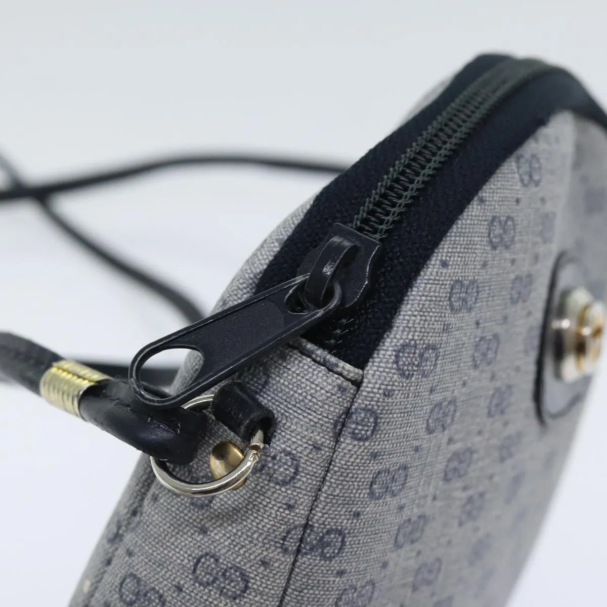 GUCCI Micro GG Supreme Shoulder Bag PVC Navy Gold mr487