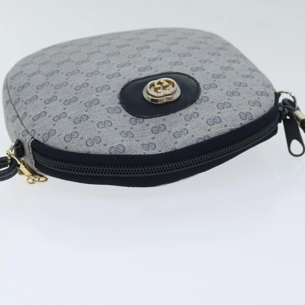 GUCCI Micro GG Supreme Shoulder Bag PVC Navy Gold mr487