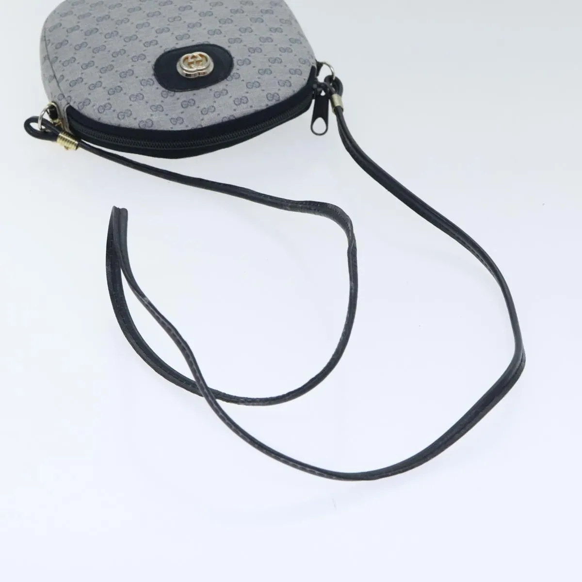 GUCCI Micro GG Supreme Shoulder Bag PVC Navy Gold mr487