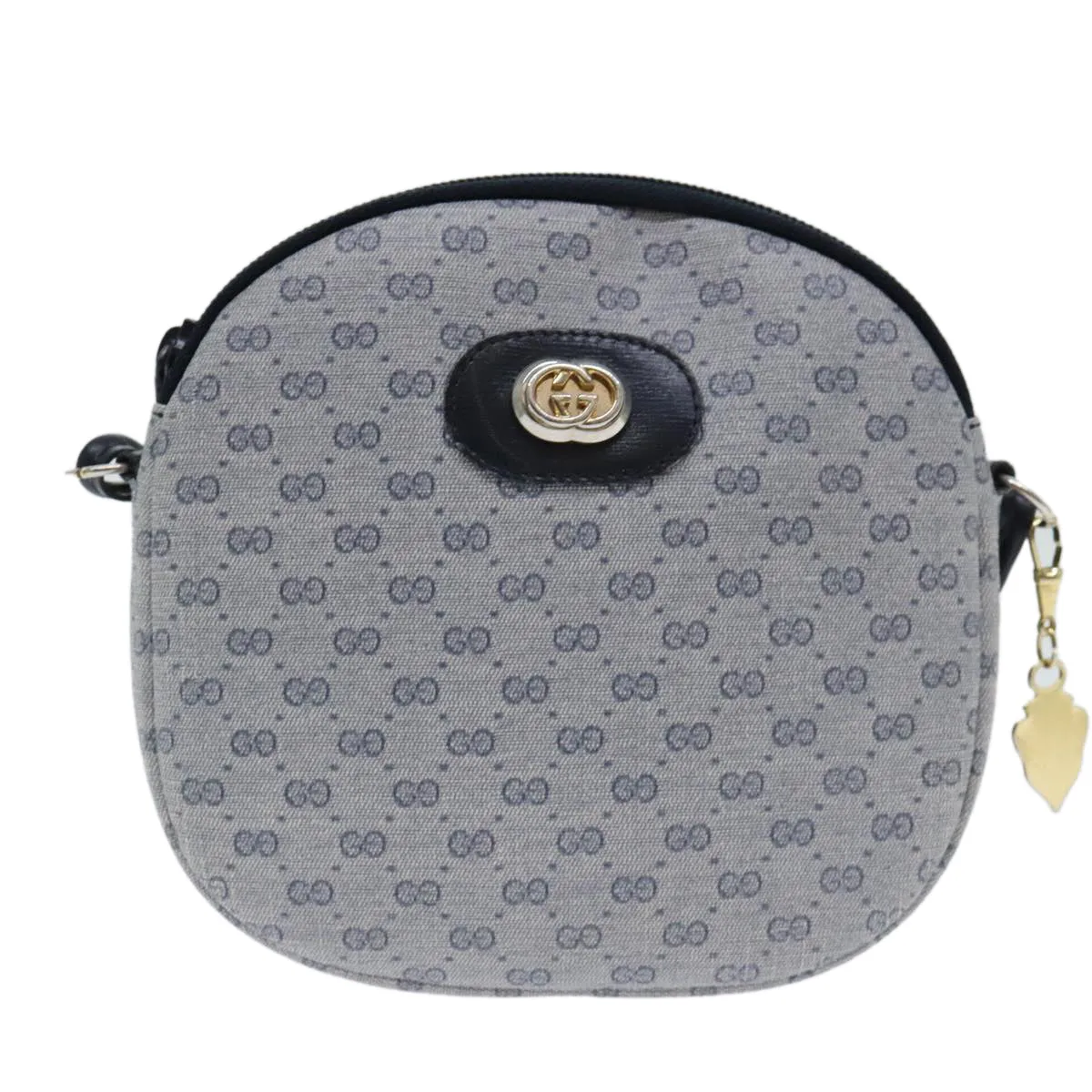 GUCCI Micro GG Supreme Shoulder Bag PVC Navy Gold mr487