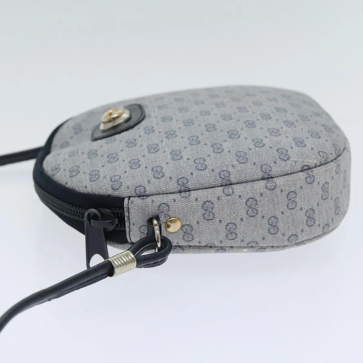 GUCCI Micro GG Supreme Shoulder Bag PVC Navy Gold mr487