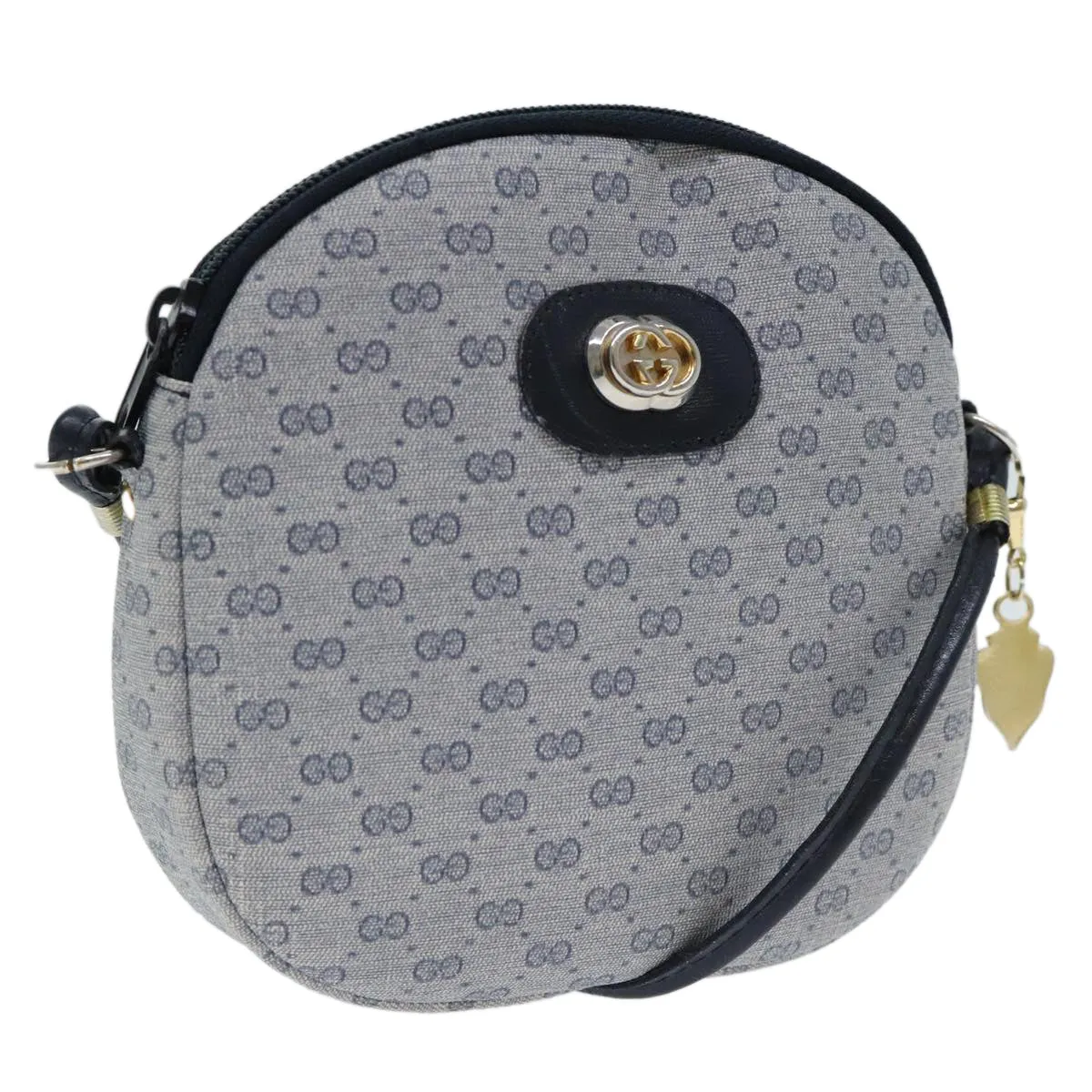 GUCCI Micro GG Supreme Shoulder Bag PVC Navy Gold mr487