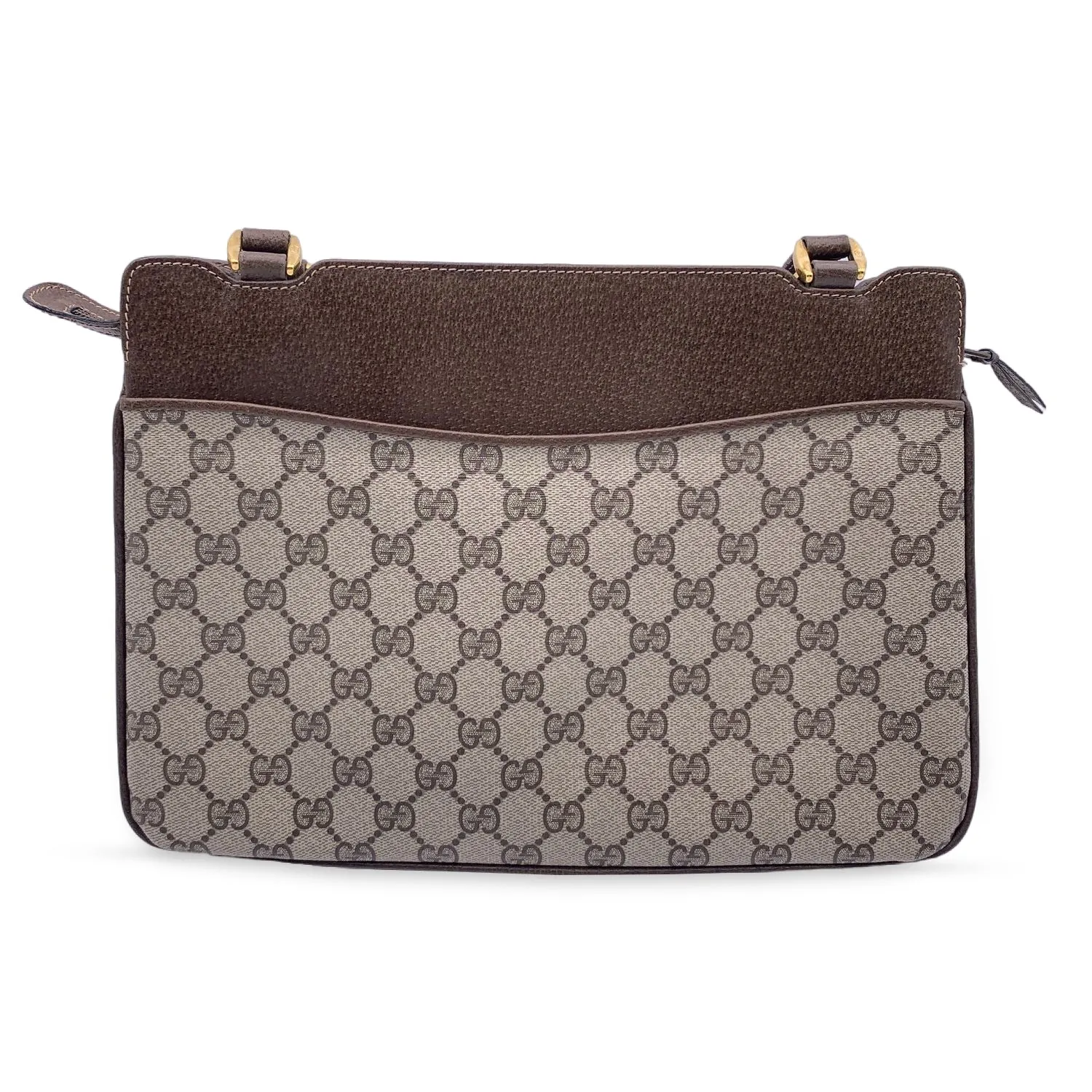 Gucci Vintage Beige Monogram Canvas and Leather Handbag