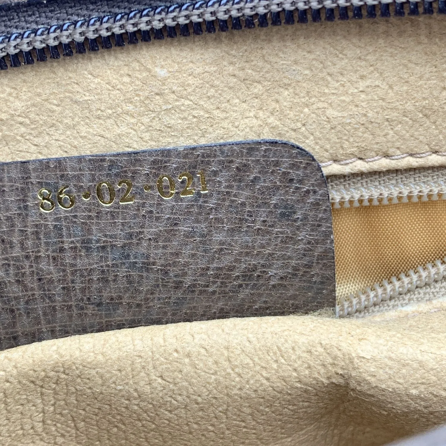 Gucci Vintage Beige Monogram Canvas and Leather Handbag