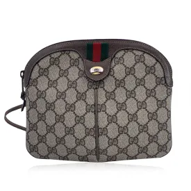 Gucci Vintage Beige Monogram Canvas Small Web Crossbody Bag
