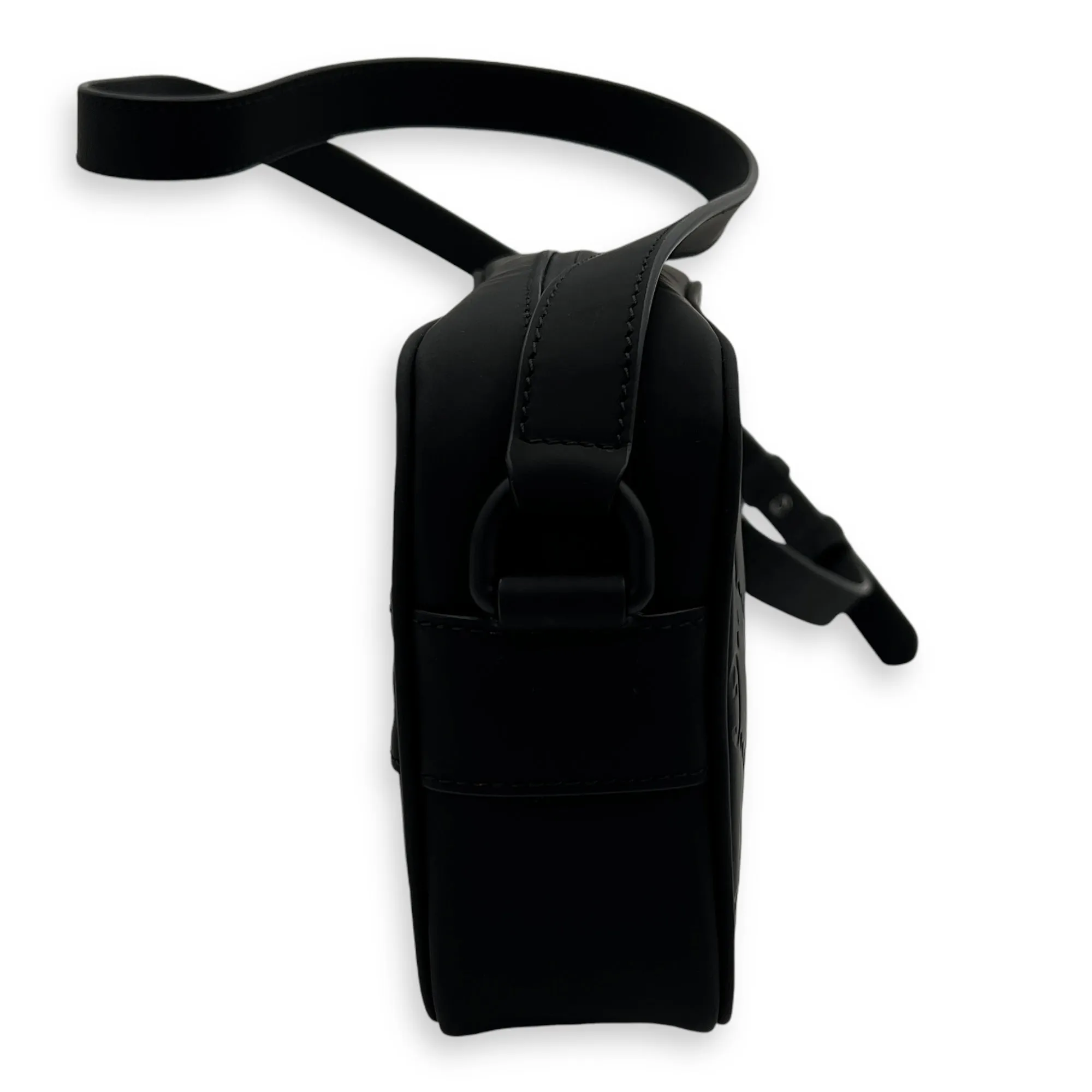 Guccissima Mini Black Crossbody Bag in Rubberized Calfskin, Monochrome hardware