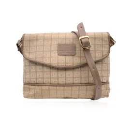 Guy Laroche Vintage Beige Canvas and Leather Shoulder Bag