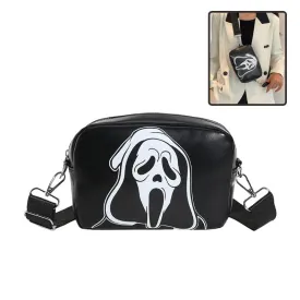 Halloween Printed Small Square Bag with Skull and Pumpkin Designs