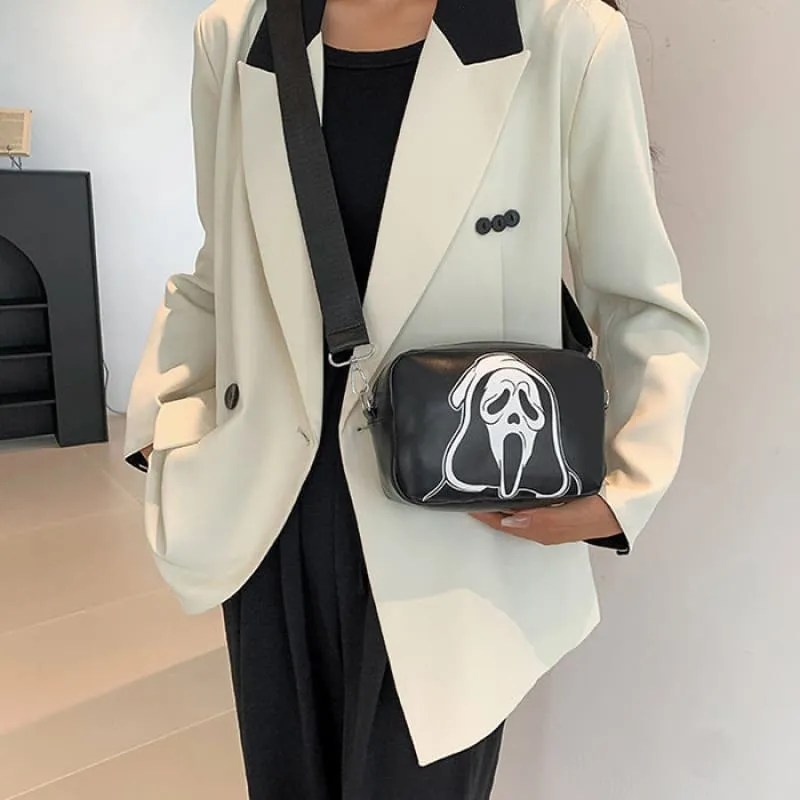 Halloween Printed Small Square Bag with Skull and Pumpkin Designs