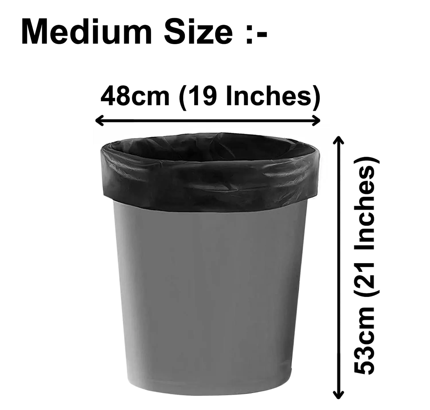 Heart Home Medium 150 Garbage Bags/Dustbin Bags, 19x21 Inches (Black)-HS41HEARTHH24029