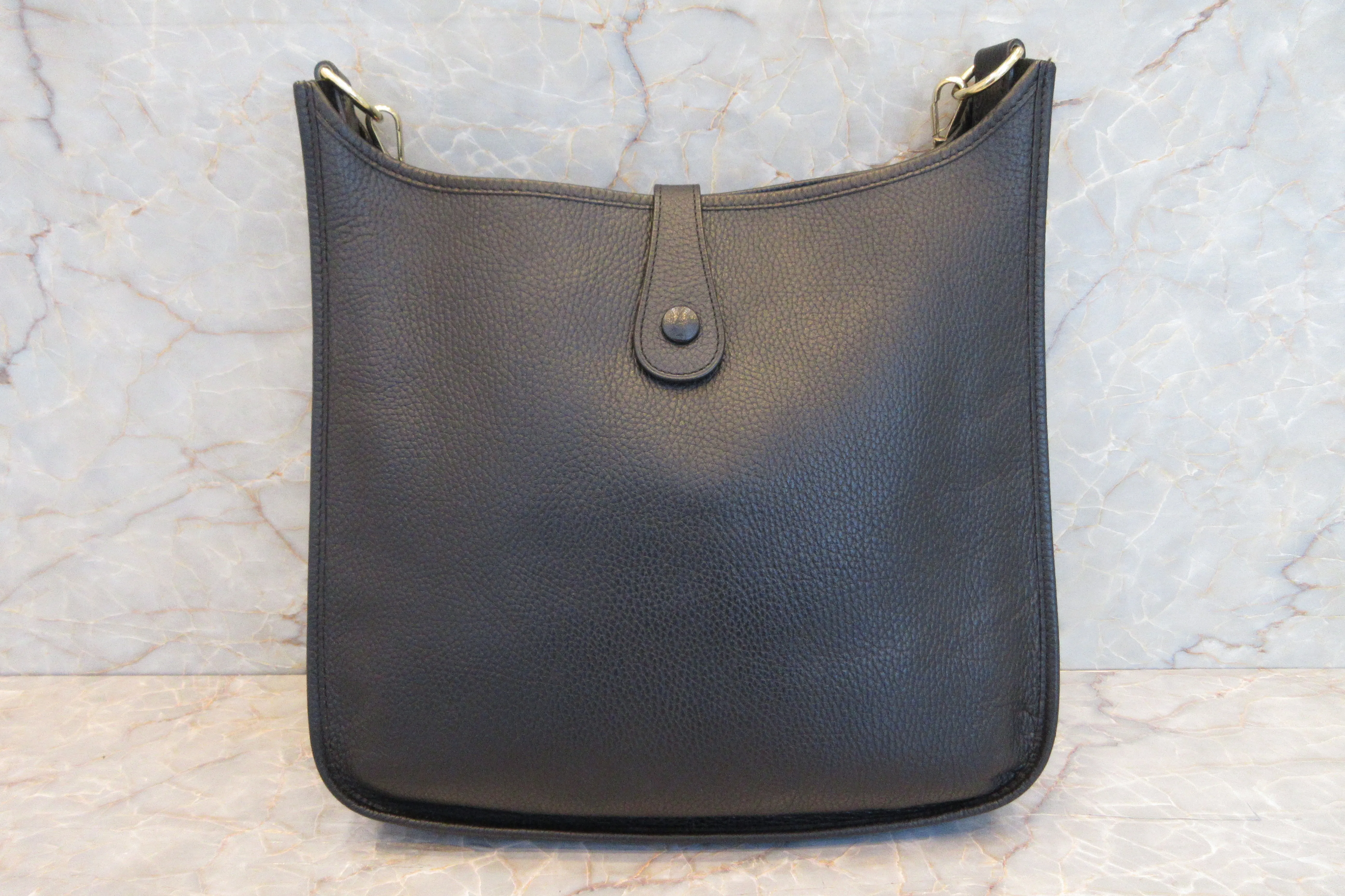 HERMES／エルメス エブリン1GM アルデンヌ ブラック □B刻印 ショルダーバッグ 600110025