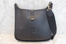 HERMES／エルメス エブリン1GM アルデンヌ ブラック □B刻印 ショルダーバッグ 600110025