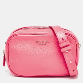 Hot Pink Leather Camera Crossbody Bag