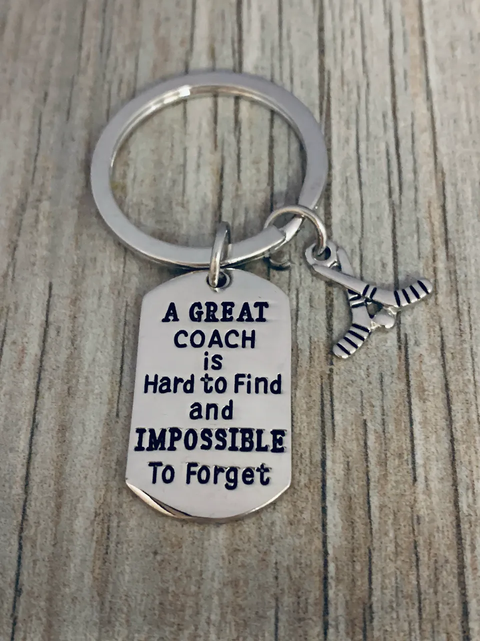 Ice Hockey Coach Keychain, Great Coach is Hard to Find Coach Keychain