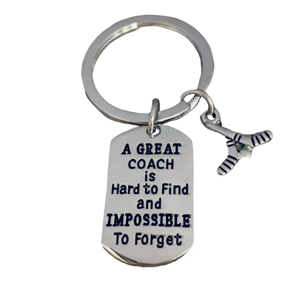 Ice Hockey Coach Keychain, Great Coach is Hard to Find Coach Keychain