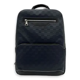 Infini Avenue Black Backpack in Embossed Leather, Silver hardware
