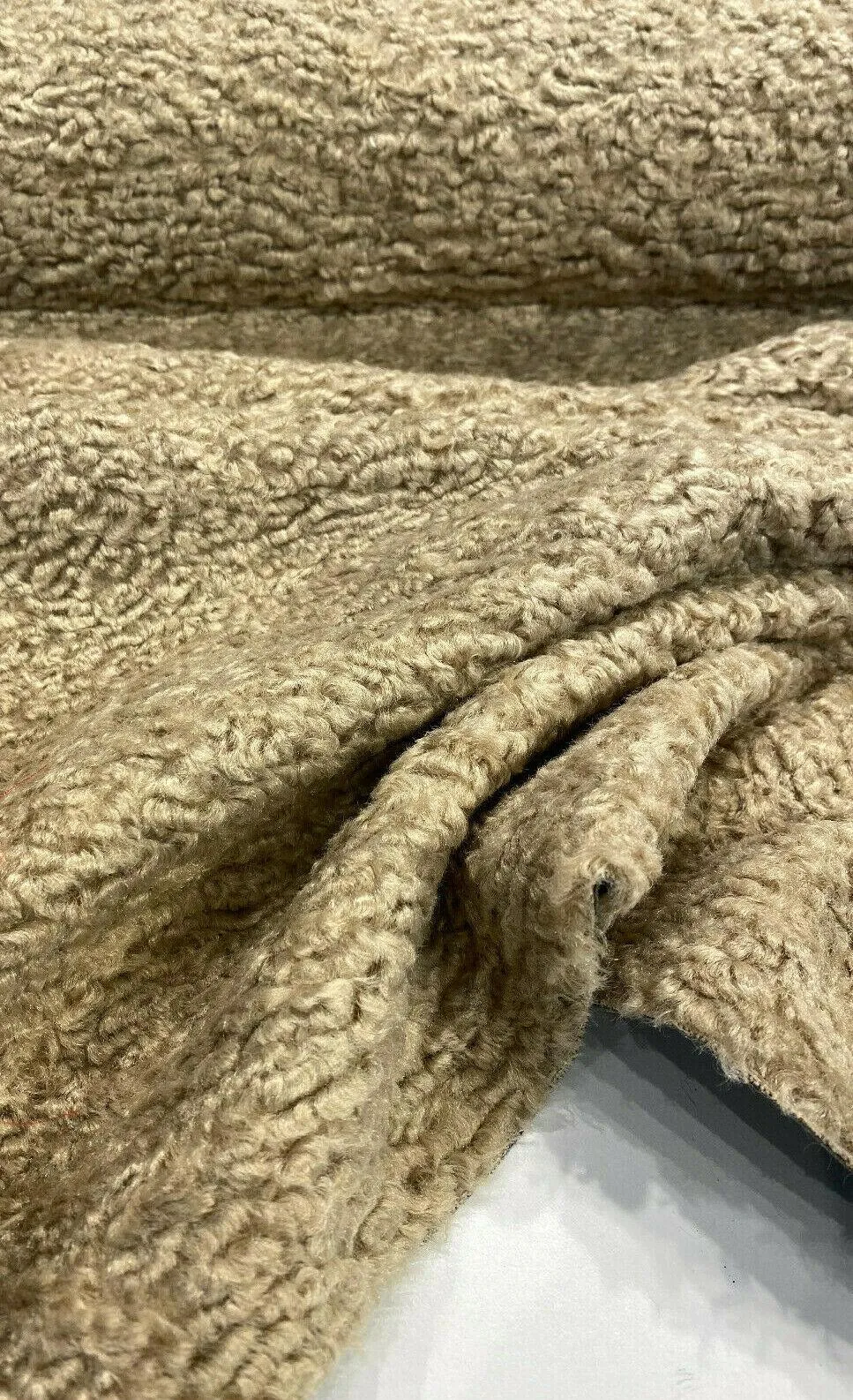Italian Faux Sheepskin Toast Upholstery Fabric By The Yard
