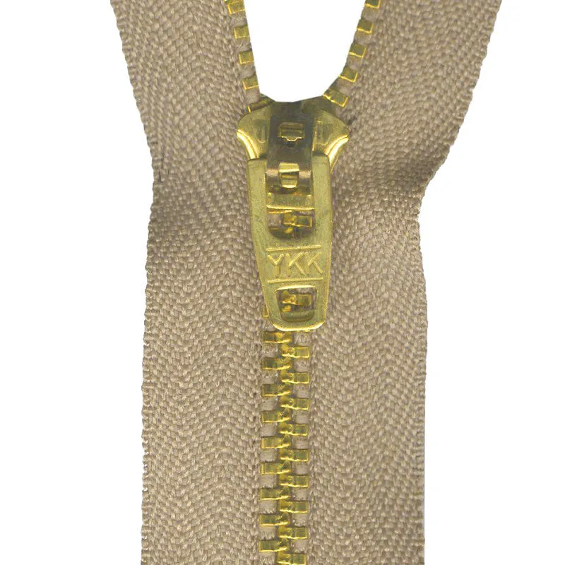 Jean Zipper 5" - Beige with Brass