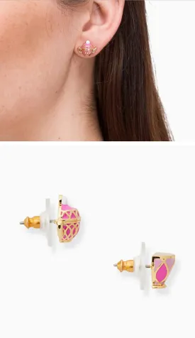 Kate Spade Alice in Wonderland Tea Time Teacup Studs in Pink (NEW)